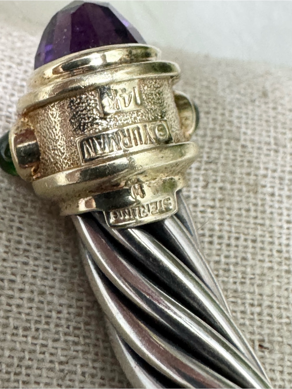 David Yurman 10mm Renaissance Amethyst Pink Tourmaline Emerald Cable Bracelet - Picture 12 of 16